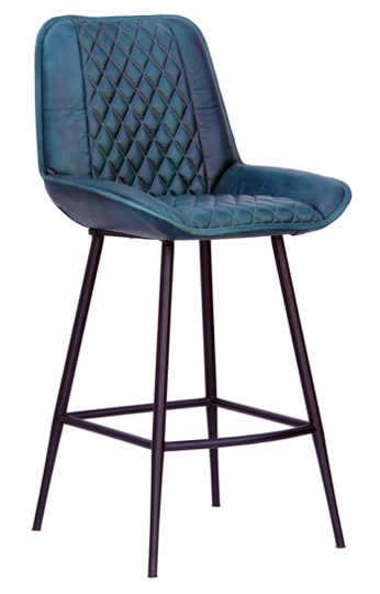 Four Corners Leather and Metal Bar Stool
