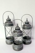 Four Corners Metal and Glass Lanterns Set of 3